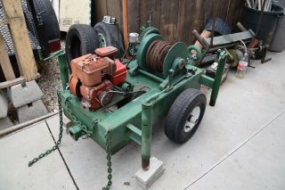 5 Ton Winch / Beebe Bros.  Vintage Motorized,  Gas Engine Winch
