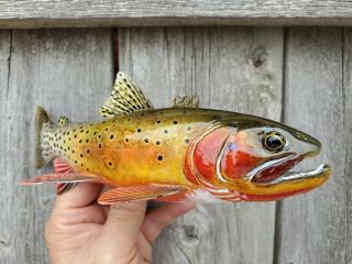 John Pususta Colorado River Cutthroat Trout Fish Decoy Wood Fly Fishing Spear