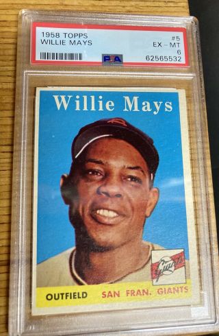 1958 Topps Willie Mays San Francisco Giants 5 Baseball Card Psa 6