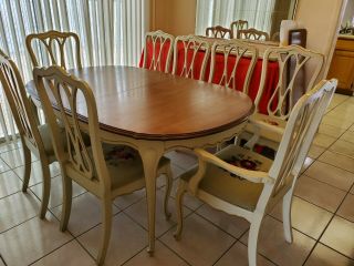 Vintage French Provincial Dining Set Table And 8 Chairs