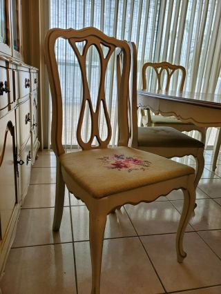 Vintage French Provincial Dining Set Table and 8 Chairs 5