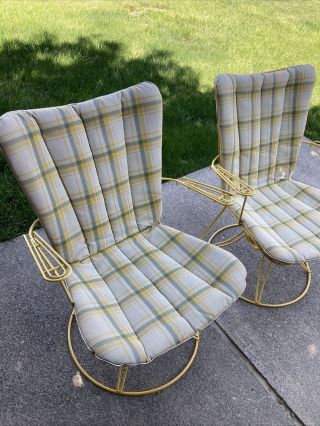 Vintage Mid Century Modern Homecrest Patio Chair Pair Wire Spring Chairs MCM. 2