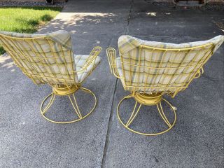 Vintage Mid Century Modern Homecrest Patio Chair Pair Wire Spring Chairs MCM. 3