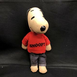 Vtg Rare 1960s Snoopy 7” Doll Stuffed Red Sweatshirt Jeans Peanuts Comic Schulz