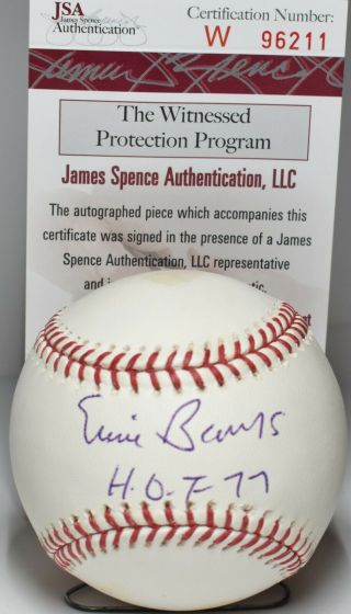 Ernie Banks Autographed Oml Baseball Chicago Cubs Hof 1977 Jsa