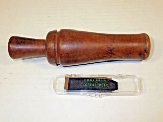 Vintage E.  V.  Iverson Wooden Duck Call With Spare Reed In