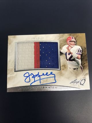 Jim Kelly 2015 Leaf Q Silver 3 - Color Game Jersey Auto Signed On Card
