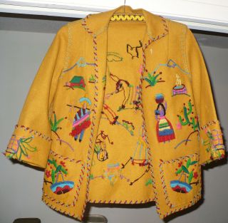Vintage Hand Made Sewn Southwestern Latin American Wool Jacket Lopez ?
