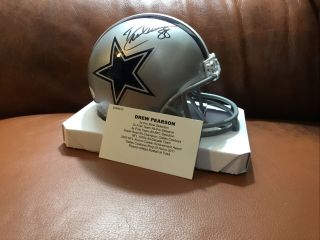 Drew Pearson Autographed Mini Helmet Dallas Cowboys Hall Of Fame 2021 Jsa