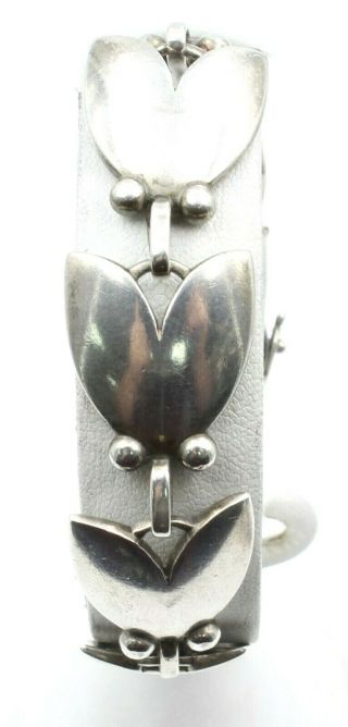 Vintage Georg Jensen Sterling Silver Tulip Link 8 " Box Clasp Bracelet Db10 - 5
