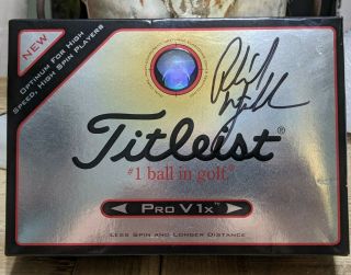 ⛳rare Phil Mickelson Autographed Signed Titleist Pro V1x Golf Ball Box - Empty⛳