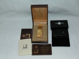 Vintage Dunhill Rollagas Pipe Lighter W/ Leather Case,  Box & Papers