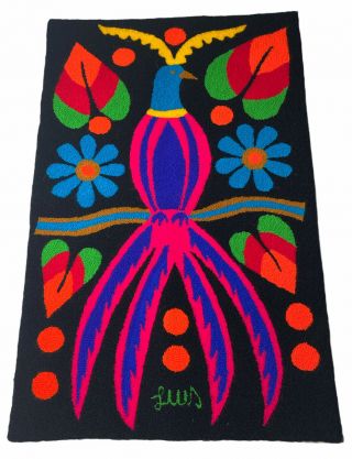 Vtg ‘60s Luis Montiel Venezuelan Tapestry Rug Pop Art Mid Century Modern 31”x20”