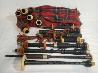 Antique Vtg Bagpipes Sticks Stocks Rg Hardie Chanter David Glen Sons P Henderson