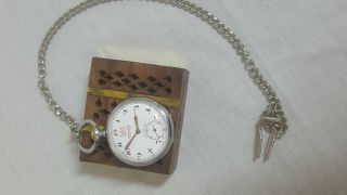 Vtg rare Nomolas Cortebert Rolex pocket watch incabolic cal 616 chain,  Wood box 4