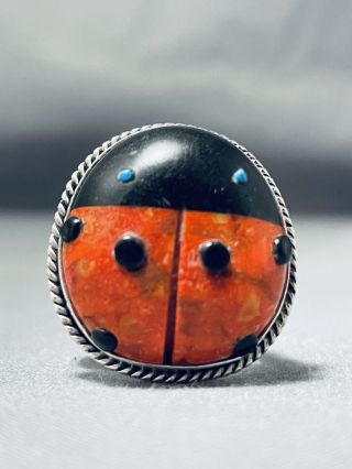 Important Vintage Navajo Ben Begaye (d) Coral Sterling Silver Ring
