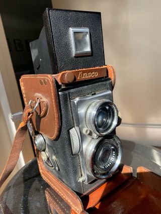 Ansco Automatic Reflex Twin Lens Vintage Tlr Camera F 3.  5 83 Mm Lens W/ Lens Kit