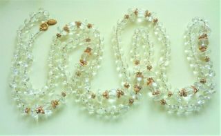 Sparkling Vtg Signed Miriam Haskell 60 " Czech Glass Flower Rhinestone Necklace