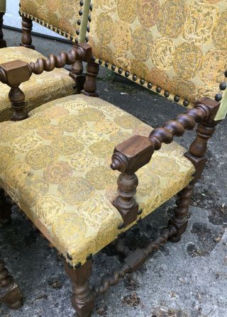 Antique Barley Twist Set Of 4 Dining Chairs Castle Gothic Style