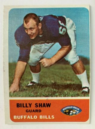 1962 Fleer Buffalo Bills Guard Billy Shaw 16 Afl Rookie Card Hof War Memorial