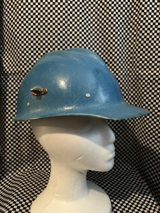 Vintage Bullard 502 Hard Boiled Fiberglass Hard Hat Blue With Liner