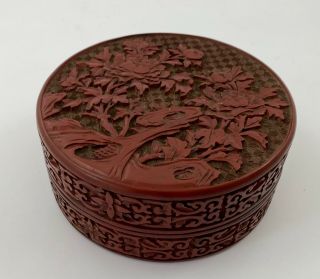 Chinese Cinnabar Lacquer Box And Cover,  C.  1880.  Qing Dynasty.