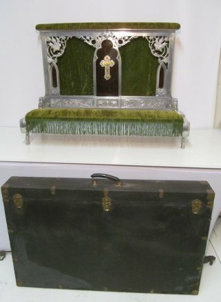 Vintage Funeral Ornate Kneeler Casket Prayer Rail Prie Dieu Kneel Bench W/case