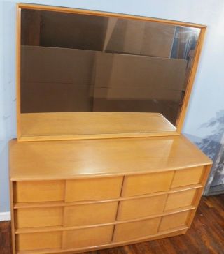 HEYWOOD WAKEFIELD SCULPTURA 6 drawer dresser mid century modern chest w MIRROR 2