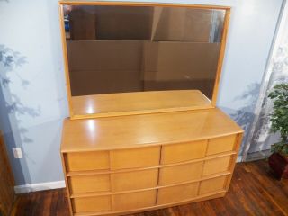 HEYWOOD WAKEFIELD SCULPTURA 6 drawer dresser mid century modern chest w MIRROR 3