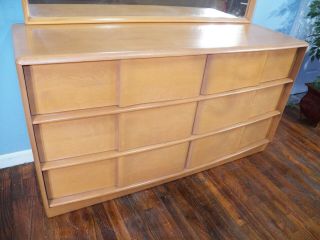 HEYWOOD WAKEFIELD SCULPTURA 6 drawer dresser mid century modern chest w MIRROR 4