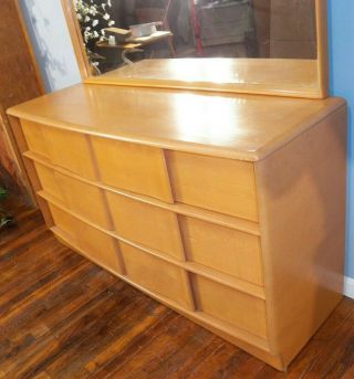 HEYWOOD WAKEFIELD SCULPTURA 6 drawer dresser mid century modern chest w MIRROR 5