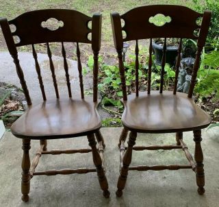 2 Vintage S.  Bent & Bros Mid - Century Colonial Dining Room Chairs Maple Good Cond