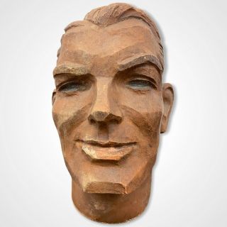 Vintage Collectible Male Mannequin Head Carved Wood Figurine Bust Sculpture