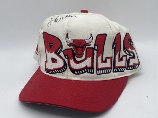 Vintage Chicago Bulls Graffiti Snapback Hat Cap White Dome Rare Drew Pearson