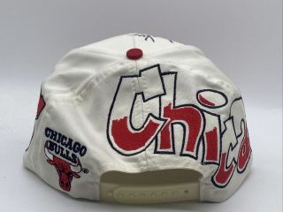Vintage Chicago Bulls Graffiti Snapback Hat Cap White Dome Rare Drew Pearson 5