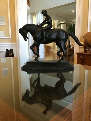 Vintage Bronze Horse And Jockey In Manner Of Isadore Bonheur,  Large,  Heavy