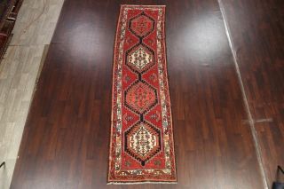 Vintage Geometric Oriental Traditional Runner Rug Hand - knotted Wool 3x12 Carpet 2