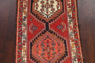 Vintage Geometric Oriental Traditional Runner Rug Hand - knotted Wool 3x12 Carpet 4