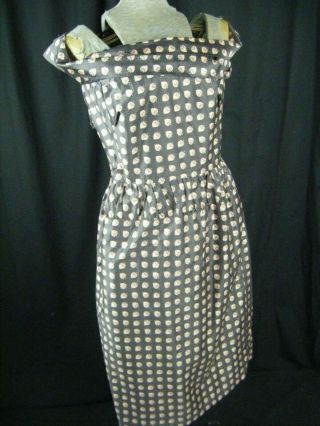 Claire Mccardell Vtg 40 - 50s Grey Pink Cross Off Shoulder Day Dress - Bust 34/2xs