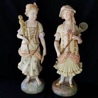 Antique French Figurines Vion & Baury Hand Painted Porcelain Circa 1880.