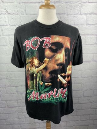 Rare Authentic Vintage 1990s Bob Marley Rap Tee Xl Natural Mystic T Shirt