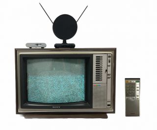 Vintage Sony Model Kv - 1941r Color Tv Receiver W/ Antenna & Modulator & Remote