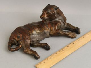 Vintage Authentic Signed 1993 W.  H.  Turner Bronze Art Sculpture Bengal Tiger Nr