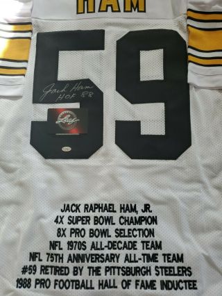 Jack Ham 59 Signed Away Steelers Jersey Leaf & Holo Hof 88 Inscription