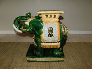 Vintage Ceramic Elephant Plant Stand / Side Table