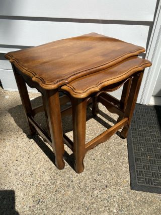 Vtg.  Ethan Allen Country French Nesting Tables 26 - 8305 236 Fruitwood Set Of 2
