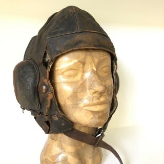 Rare Vintage Ww2 Raf Leather Flying Helmet 1941 Type B? Named.  Made By Wareings