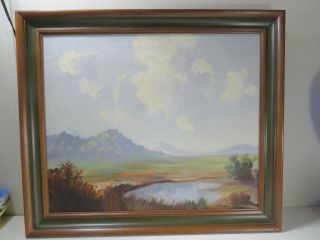 Vintage Landscape Oil Painting On Canvas By Texas Artist R.  Moseley