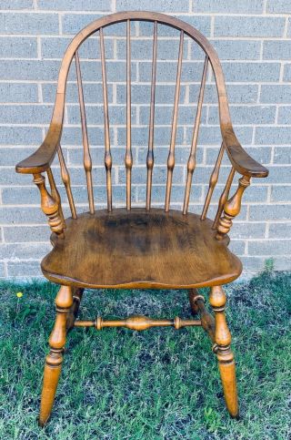 Ethan Allen Circa 1776 Solid Maple Windsor Bowback Dining Arm Chair