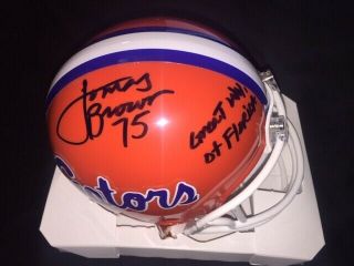 Lomas Brown Signed Florida Gators Mini Helmet W/ Inscrip Great Wall Of Florida
